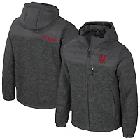 Men's Colosseum Charcoal Indiana Hoosiers Nightman Full-Zip Hoodie Puffer Jacket