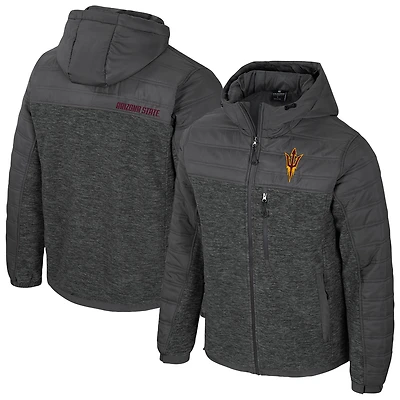 Men's Colosseum Charcoal Arizona State Sun Devils Nightman Full-Zip Hoodie Puffer Jacket
