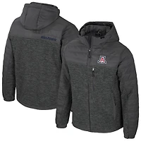 Men's Colosseum Charcoal Arizona Wildcats Nightman Full-Zip Hoodie Puffer Jacket