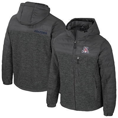 Men's Colosseum Charcoal Arizona Wildcats Nightman Full-Zip Hoodie Puffer Jacket
