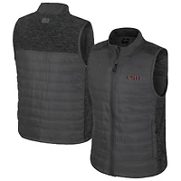 Men's Colosseum Charcoal LSU Tigers Nightman Full-Zip Puffer Vest