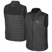 Men's Colosseum Charcoal Miami Hurricanes Nightman Full-Zip Puffer Vest