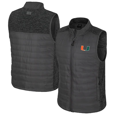 Men's Colosseum Charcoal Miami Hurricanes Nightman Full-Zip Puffer Vest
