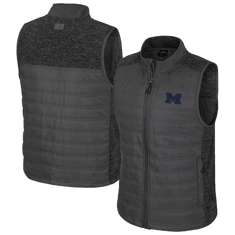 Men's Colosseum Charcoal Michigan Wolverines Nightman Full-Zip Puffer Vest