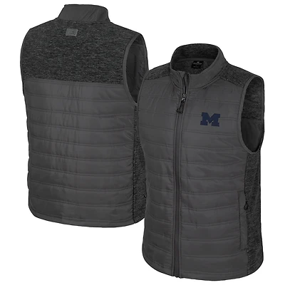 Men's Colosseum Charcoal Michigan Wolverines Nightman Full-Zip Puffer Vest