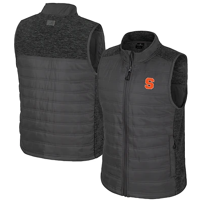 Men's Colosseum Charcoal Syracuse Orange Nightman Full-Zip Puffer Vest