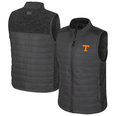 Men's Colosseum Charcoal Tennessee Volunteers Nightman Full-Zip Puffer Vest