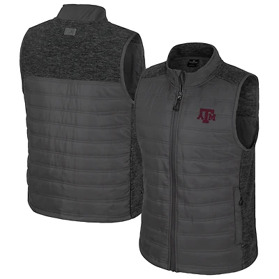Men's Colosseum Charcoal Texas A&M Aggies Nightman Full-Zip Puffer Vest