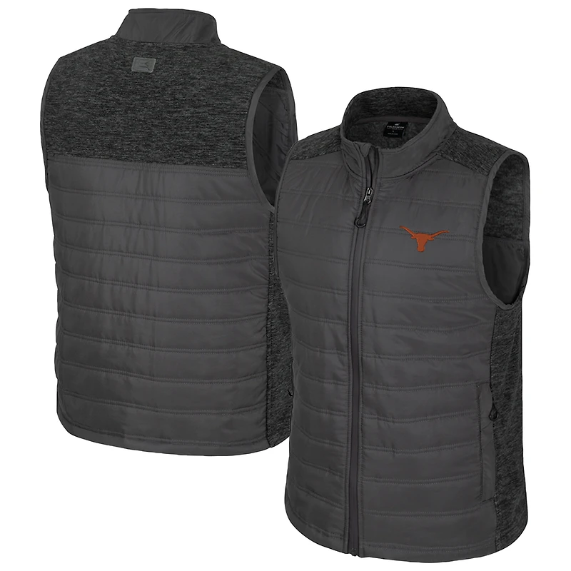Men's Colosseum Charcoal Texas Longhorns Nightman Full-Zip Puffer Vest