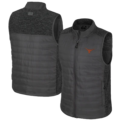 Men's Colosseum Charcoal Texas Longhorns Nightman Full-Zip Puffer Vest