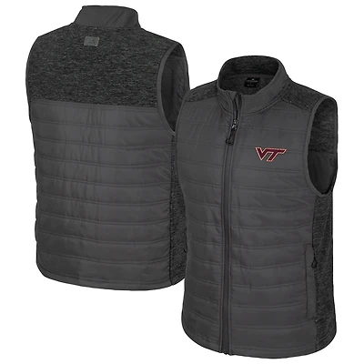 Men's Colosseum Charcoal Virginia Tech Hokies Nightman Full-Zip Puffer Vest