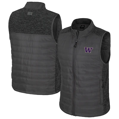 Men's Colosseum Charcoal Washington Huskies Nightman Full-Zip Puffer Vest