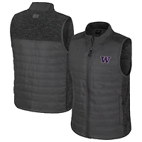 Men's Colosseum Charcoal Washington Huskies Nightman Full-Zip Puffer Vest