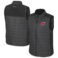 Men's Colosseum Charcoal Wisconsin Badgers Nightman Full-Zip Puffer Vest
