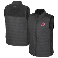 Men's Colosseum Charcoal Washington State Cougars Nightman Full-Zip Puffer Vest