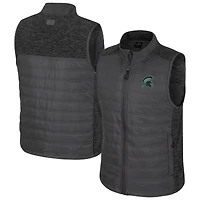 Men's Colosseum Charcoal Michigan State Spartans Nightman Full-Zip Puffer Vest