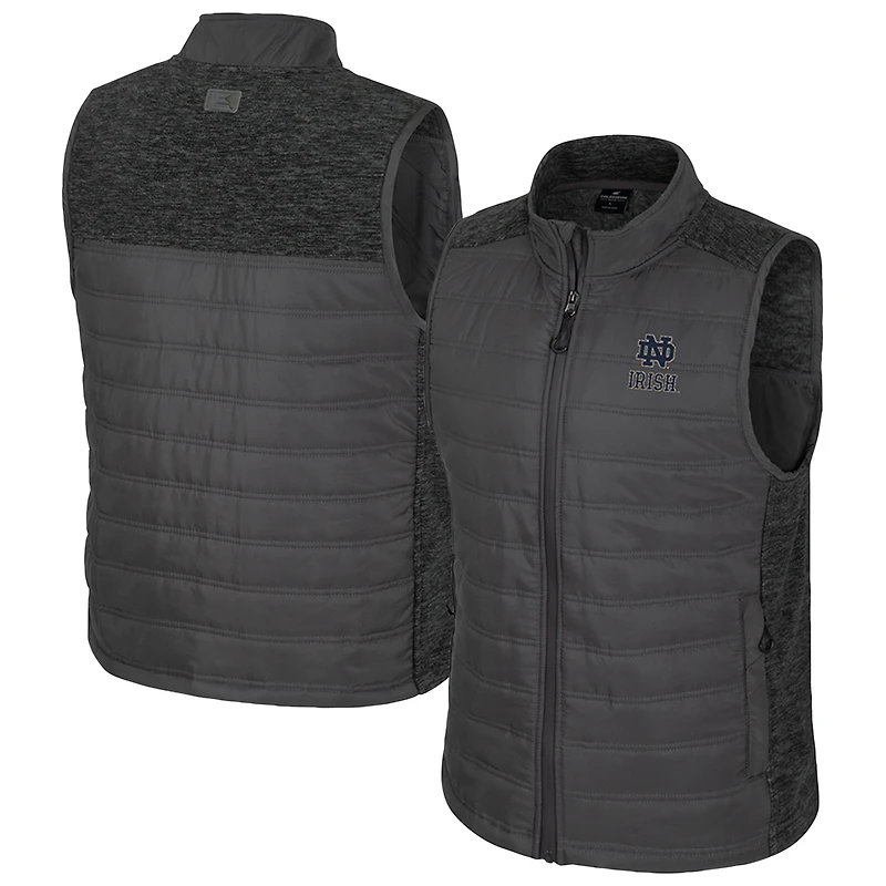 Men's Colosseum Charcoal Notre Dame Fighting Irish Nightman Full-Zip Puffer Vest
