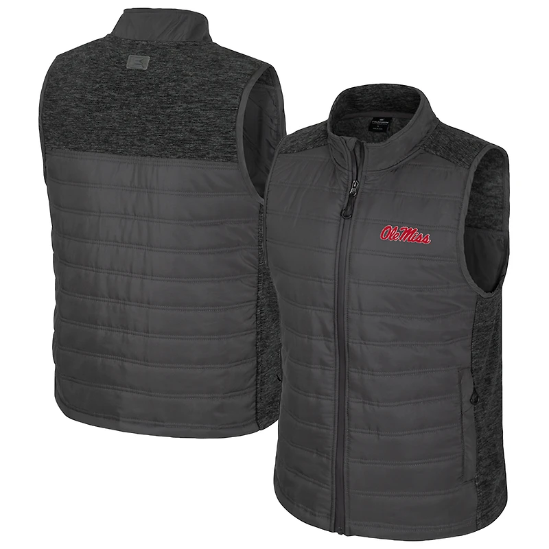 Men's Colosseum Charcoal Ole Miss Rebels Nightman Full-Zip Puffer Vest