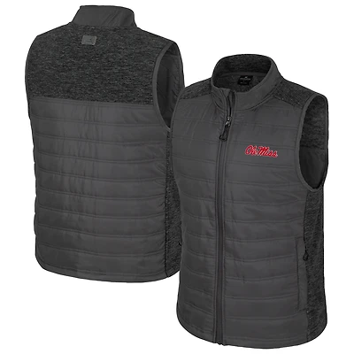 Men's Colosseum Charcoal Ole Miss Rebels Nightman Full-Zip Puffer Vest