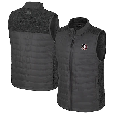 Men's Colosseum Charcoal Florida State Seminoles Nightman Full-Zip Puffer Vest
