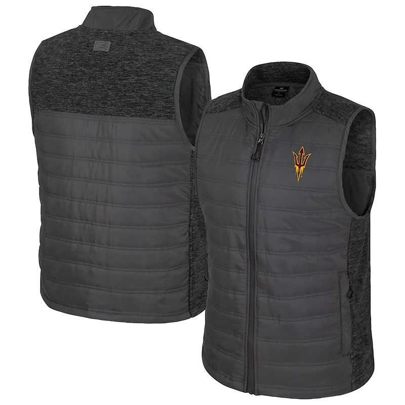 Men's Colosseum Charcoal Arizona State Sun Devils Nightman Full-Zip Puffer Vest