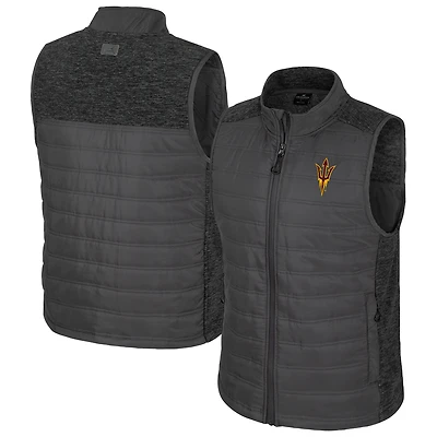 Men's Colosseum Charcoal Arizona State Sun Devils Nightman Full-Zip Puffer Vest
