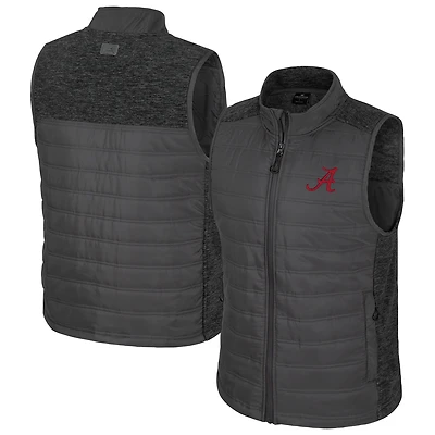 Men's Colosseum Charcoal Alabama Crimson Tide Nightman Full-Zip Puffer Vest
