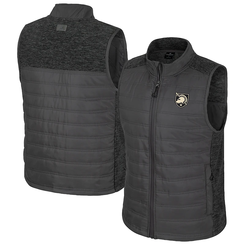 Men's Colosseum Charcoal Army Black Knights Nightman Full-Zip Puffer Vest
