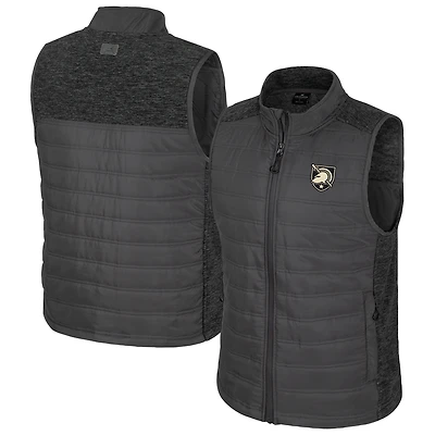 Men's Colosseum Charcoal Army Black Knights Nightman Full-Zip Puffer Vest