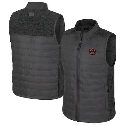 Men's Colosseum Charcoal Auburn Tigers Nightman Full-Zip Puffer Vest