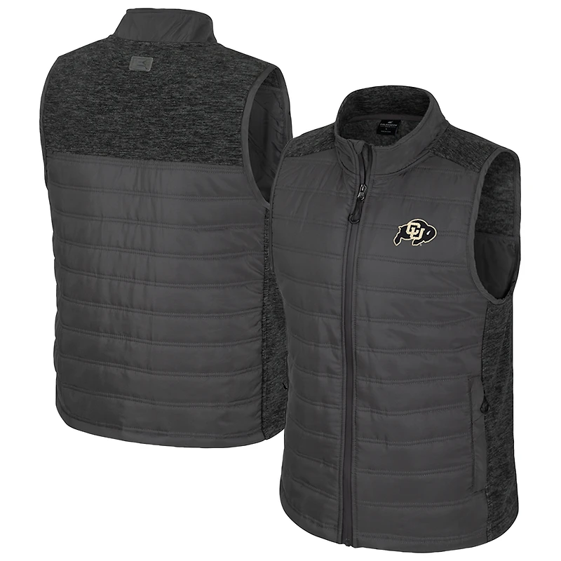 Men's Colosseum Charcoal Colorado Buffaloes Nightman Full-Zip Puffer Vest