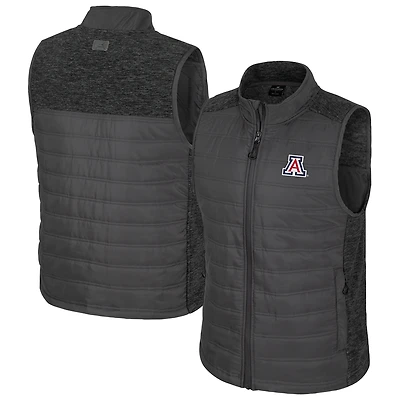 Men's Colosseum Charcoal Arizona Wildcats Nightman Full-Zip Puffer Vest