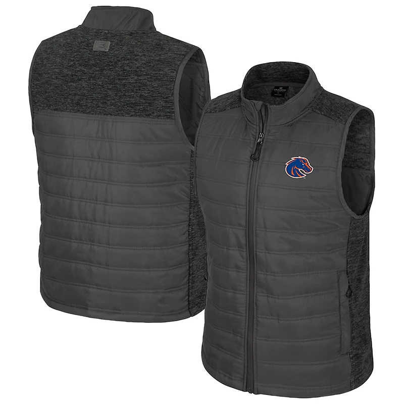 Men's Colosseum Charcoal Boise State Broncos Nightman Full-Zip Puffer Vest
