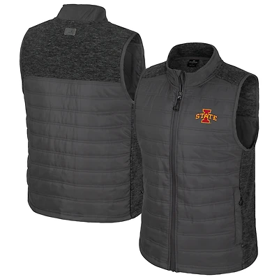 Men's Colosseum Charcoal Iowa State Cyclones Nightman Full-Zip Puffer Vest