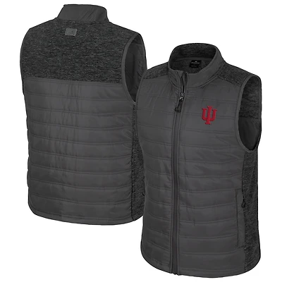 Men's Colosseum Charcoal Indiana Hoosiers Nightman Full-Zip Puffer Vest