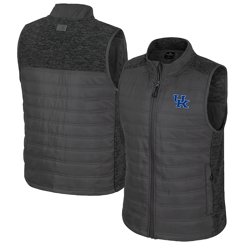 Men's Colosseum Charcoal Kentucky Wildcats Nightman Full-Zip Puffer Vest