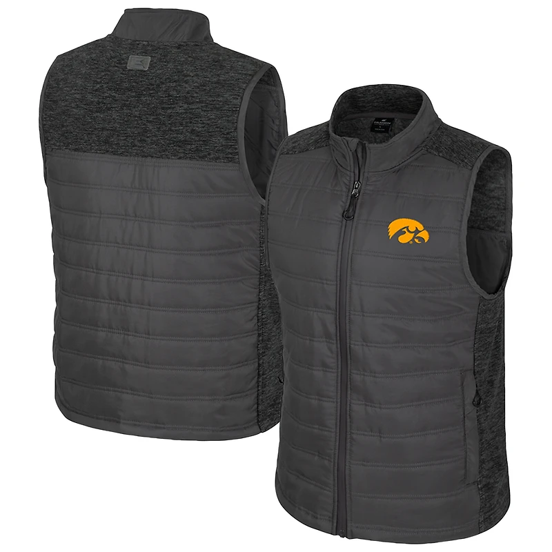 Men's Colosseum Charcoal Iowa Hawkeyes Nightman Full-Zip Puffer Vest