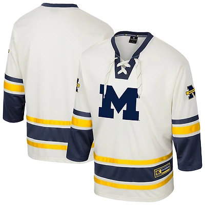 Men's Colosseum Cream Michigan Wolverines Puck Proud Fashion Hockey Jersey