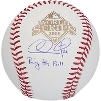 Chase Utley Philadelphia Phillies Autographed 2008 MLB World Series logo Baseball with "Ring the Bell" Inscription