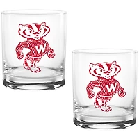 Wisconsin Badgers Two Pack 14oz. Vault Sketch Rocks Glass Set