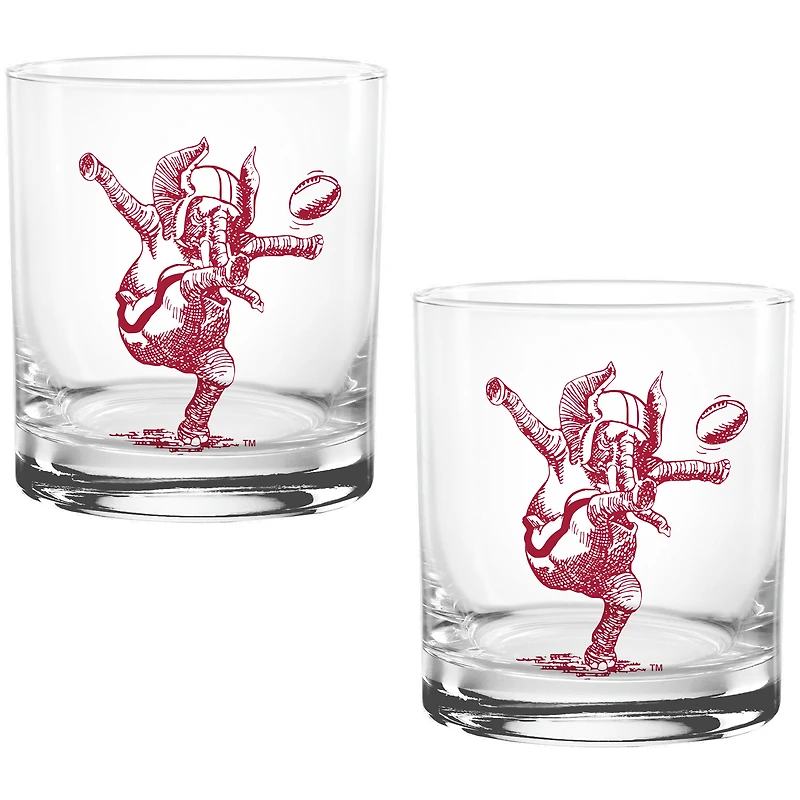 Alabama Crimson Tide Two Pack 14oz. Vault Sketch Rocks Glass Set