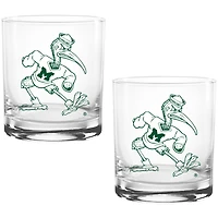 Miami Hurricanes Two Pack 14oz. Vault Sketch Rocks Glass Set