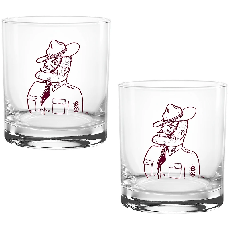 Texas A&M Aggies Two Pack 14oz. Vault Sketch Rocks Glass Set