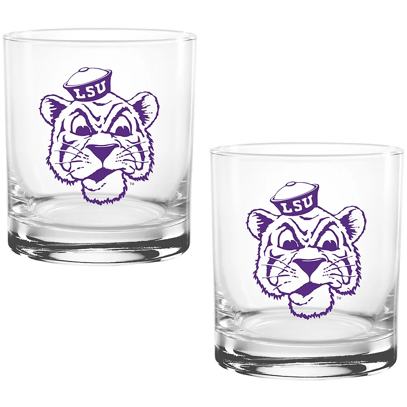 LSU Tigers Two Pack 14oz. Vault Sketch Rocks Glass Set
