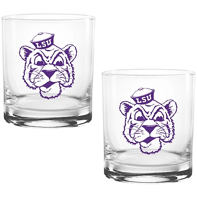 LSU Tigers Two Pack 14oz. Vault Sketch Rocks Glass Set