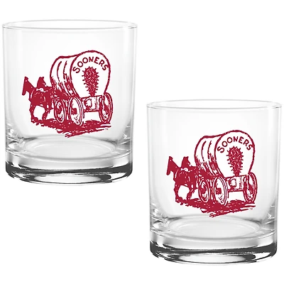Oklahoma Sooners Vintage Sketch 14oz 2-Pack Glass Set