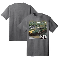Men's Checkered Flag Sports Heather Charcoal Josh Berry Motorcraft Darlington Raceway Throwback Car T-Shirt