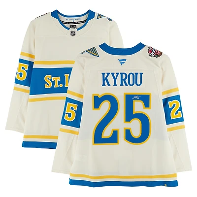 Jordan Kyrou St. Louis Blues Autographed 2025 Winter Classic Cream Fanatics Premium Jersey