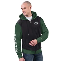 Men's Starter Black/Green Green Bay Packers Thursday Night Gridiron Full-Zip Hoodie
