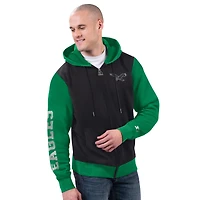 Men's Starter Black/Kelly Green Philadelphia Eagles Thursday Night Gridiron Full-Zip Hoodie